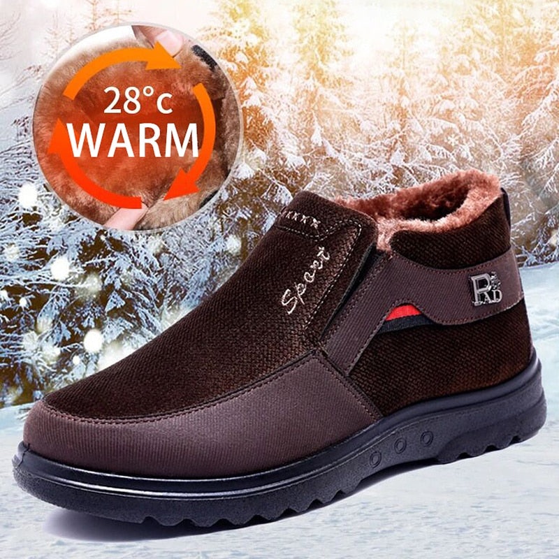 Keep Warm Winter Boots Slip on Comfortable Plush Fur Ankle Boots Men Boots