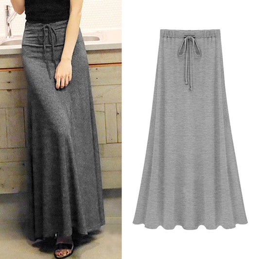 Womens Elastic Waist  A-line Skirts Hip Slim Long Loose Sheds Split Skirts Women