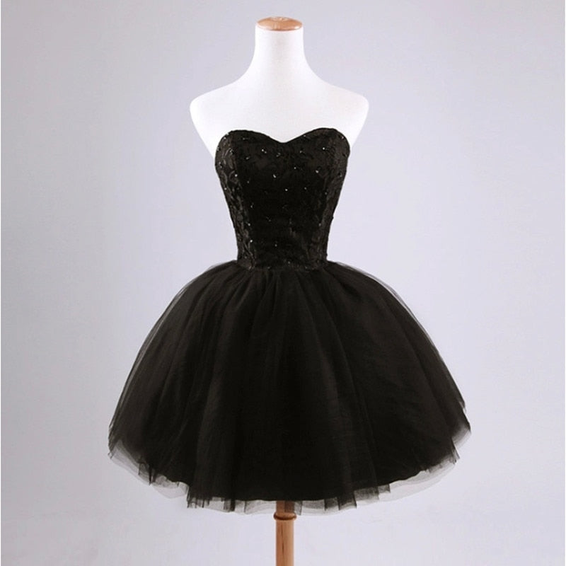 Homecoming Dresses: Evening Dress Short Black Ball Gown Party Prom Dresses