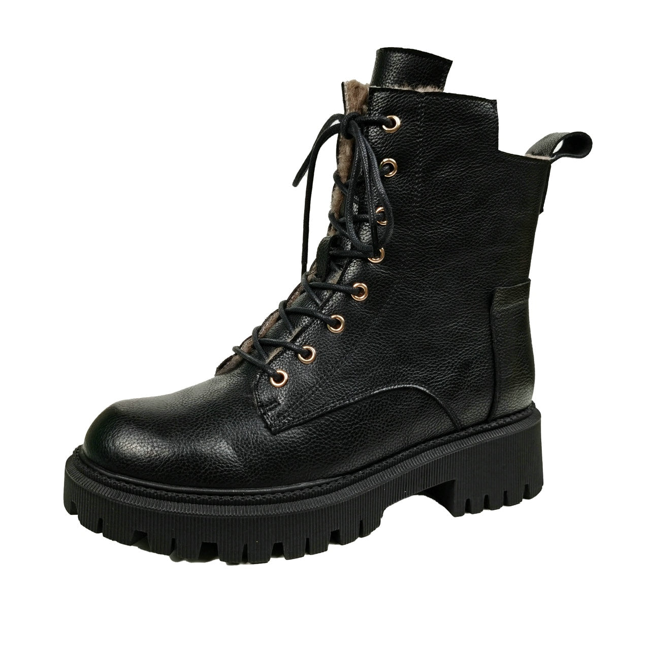 Women Ankle Boots Wool Fur Platform Fashion Warm Mid Heel Motorcycle Boots