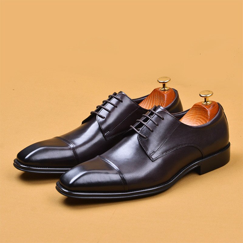 Sipriks Mens Church Shoes Genuine Leather Cap Toe Dress Shoes Boss