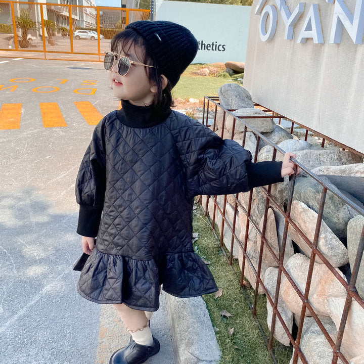 Winter Girls Coat-Dress Soft Quilted Thick Korean Dress Princess Autumn Clothes