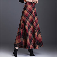 Neophil Woolen Warm S-3XL Thick Plaid Skirts Winter Women England Style