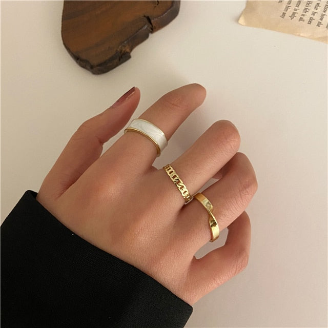 Punk Metal Geometry Circular Punk Rings Set Opening Index Finger
