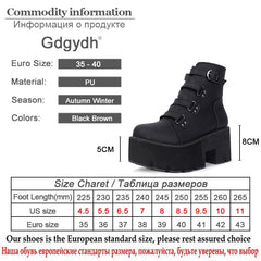 Spring Autumn Ankle Boots Women Platform Boots Rubber Sole Buckle