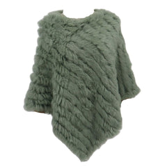 Real Fur Knitted Natural Fur Poncho Vest Fashion Wrap Coat Shawl