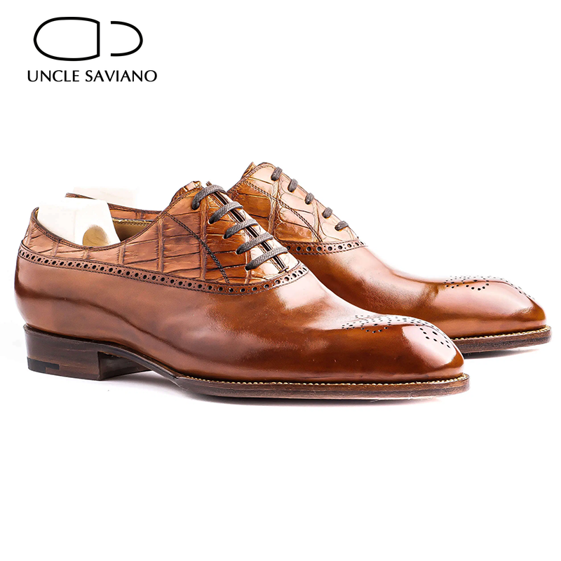 Uncle Saviano Oxford Dress Brogue Style Man Shoes Fashion Genuine Leather Shoe
