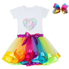 Kids Clothes Summer Fashion Unicorn T shirt whit Skirt Baby Girls Clothes