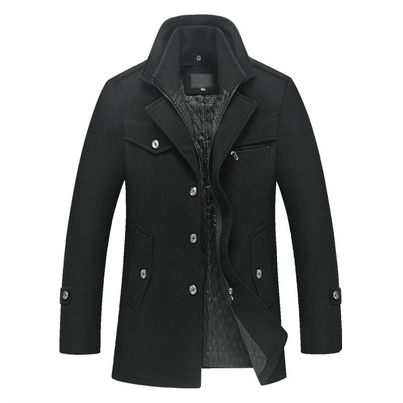 Wool Coat Slim Fit Jackets Mens Casual Warm Outerwear Jacket and coat