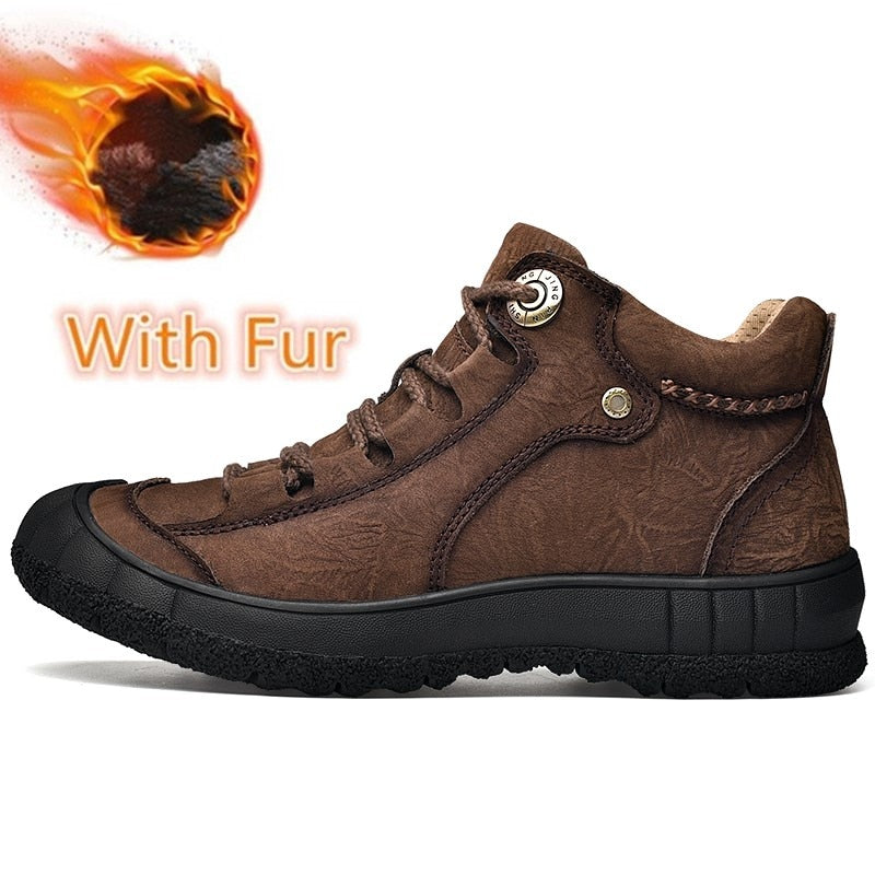Luxury Outdoor Men's Boots Genuine Leather Casual Shoes Motorcycle