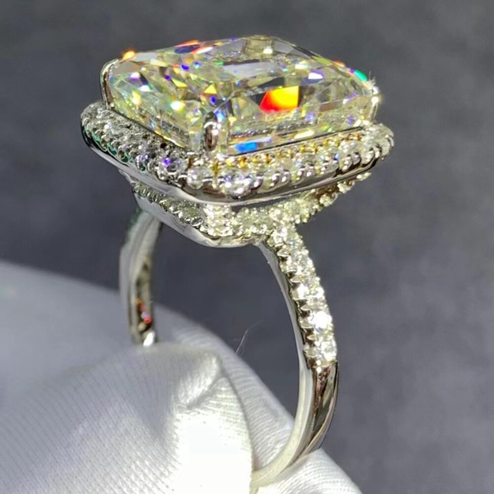 Luxurious Real 925 Sterling Silver 3EX Radiant Cut 8CT VVS D Color