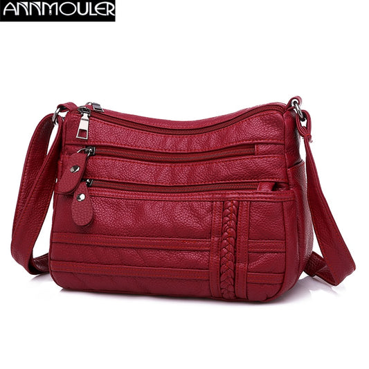 Fashion Women Bag Pu Soft Leather Shoulder Bag Multi-layer Crossbody Bag