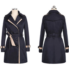Trench Coat For Women Autumn Casual Double Breasted Female