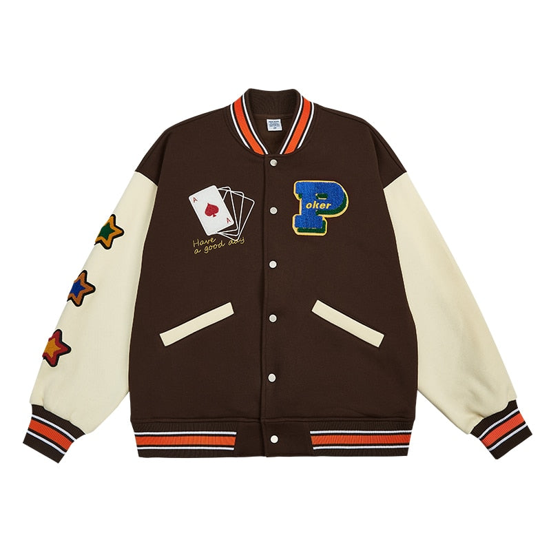 Streetwear Vintage Baseball Jacket Men High Quality Towel Embroidery