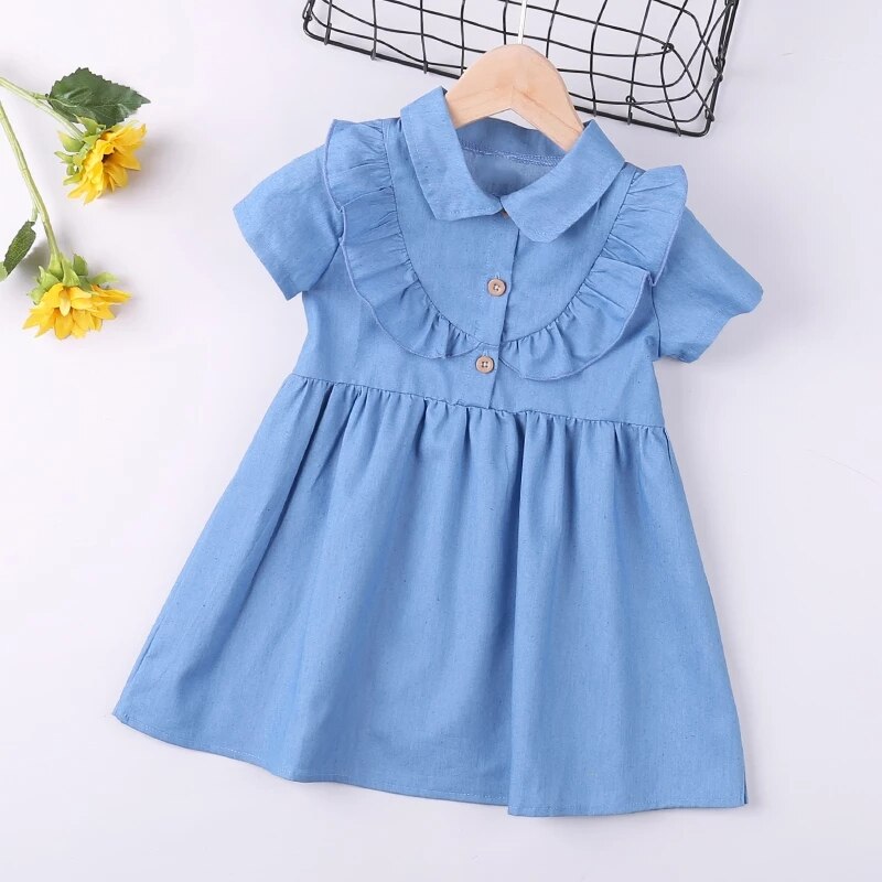 Humor Bear Summer Girl Dresses Soild Dresses Princess Girls Clothes