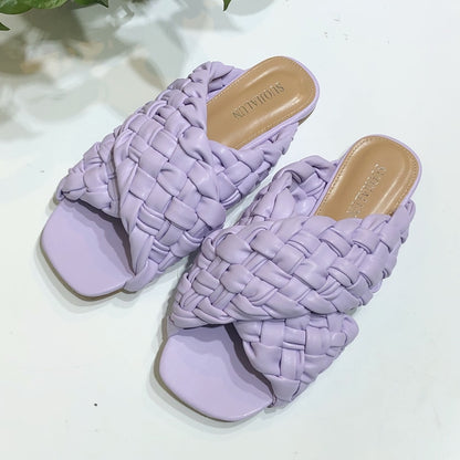 Summer Women Slipper Brand Weave Ladies Sandal Shoes Low Open