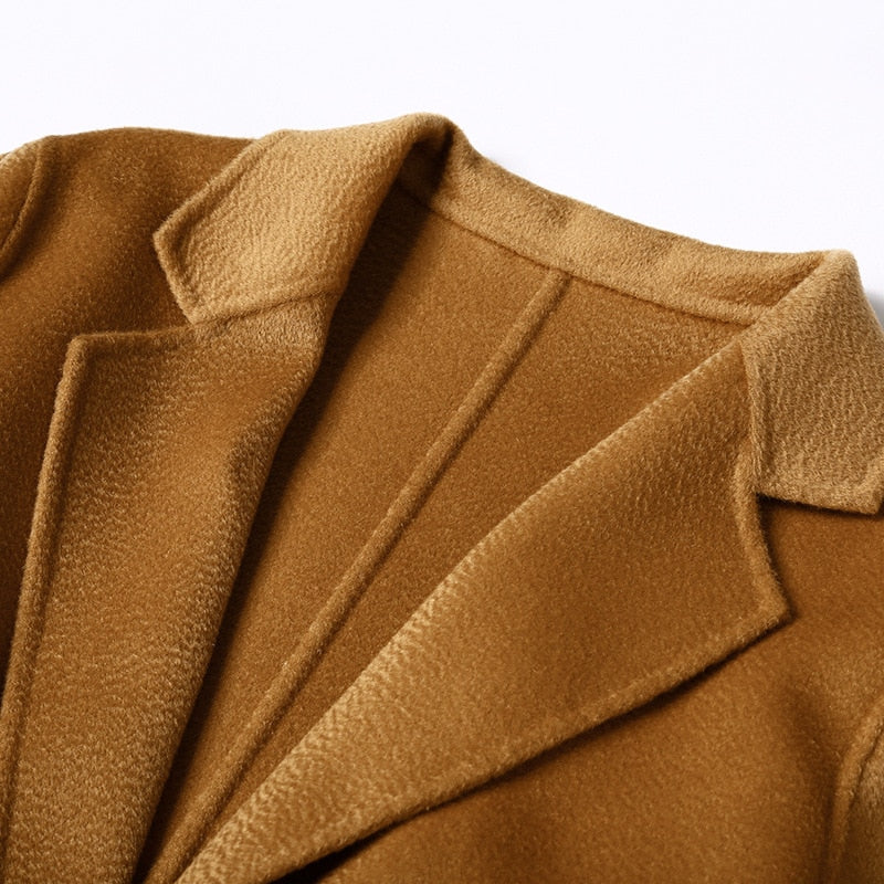 European and American water wave cashmere coat women medium