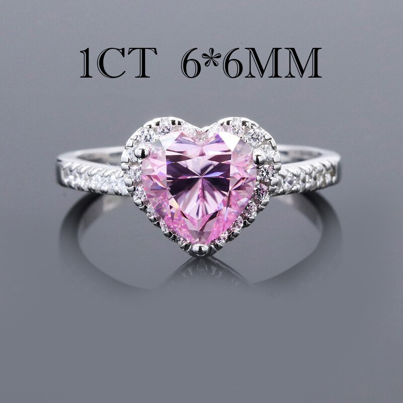 Super Flash 2CT Pink Heart-Shaped Moissanite Ring GRA Certificate Wedding Party