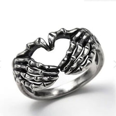 Love Gesture Retro Ring Skull Hand Combination Love Ring