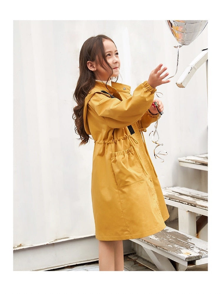Teenage Girls Trench Coat Add cotton Hooded Fashion winter Outdoors Double