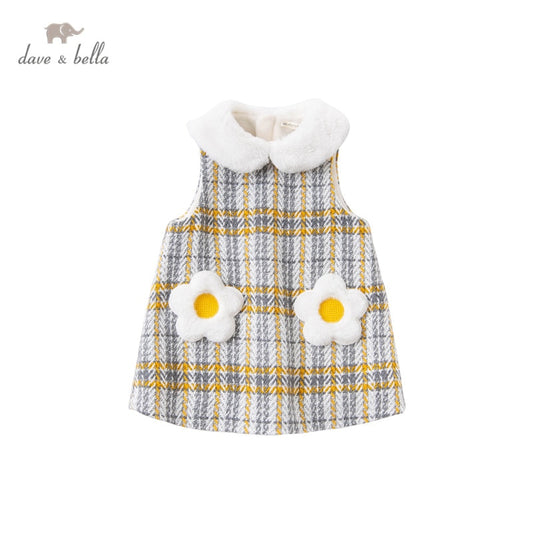 dave bella winter baby girls cute floral plaid sleeveless dress children fashion party