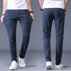 Classic Men & Khaki Casual Pants Business Fashion Slim Fit Cotton