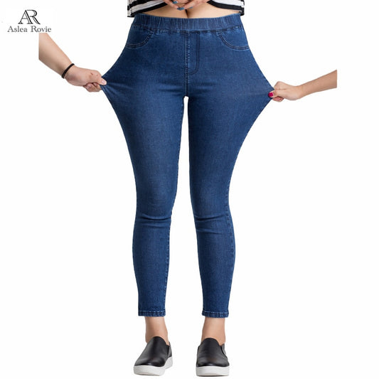 Women Jeans Casual High Waist Summer Autumn Pant Slim Stretch Cotton Denim Trousers