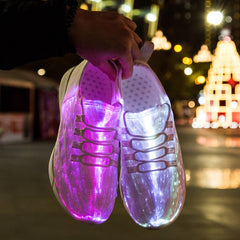 Size 25-46 Fiber Optic Fabric Light Up Shoes 11 Colors Flashing Teenager