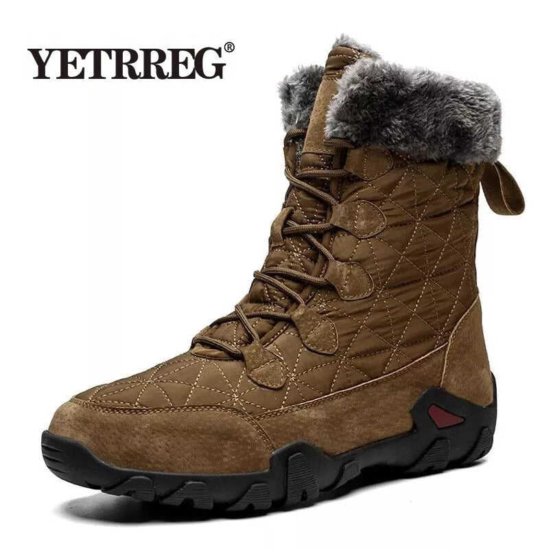 Winter High Help Men Snow Boots Waterproof Man Boots Man Fur Thick Plush