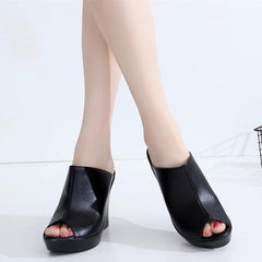 Women Sandals Woman Leather Sandals Wedges Heel Women