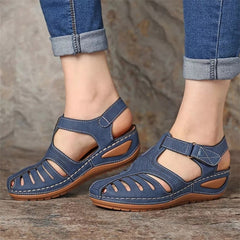 Women Sandals Summer Ladies Girls Leather Vintage Sandals Buckle