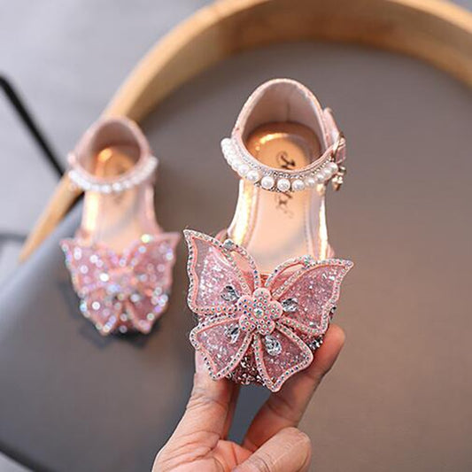 Summer Girls Sandals Fashion Sequins Rhinestone Bow Girls Princess Shoes