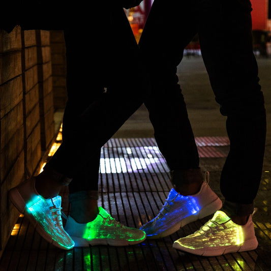 Size 25-46 Fiber Optic Fabric Light Up Shoes 11 Colors Flashing Teenager