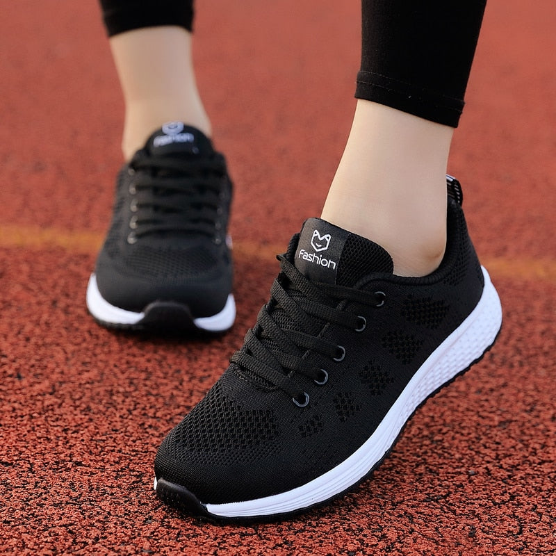 Women Shoes Flats Fashion Casual Ladies Walking Basket Lace-Up Mesh Breathable