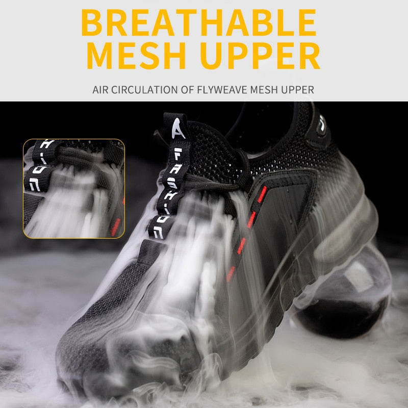 Work Shoes Hollow Breathable Steel Toe Boots Lightweight Safety Work Shoes