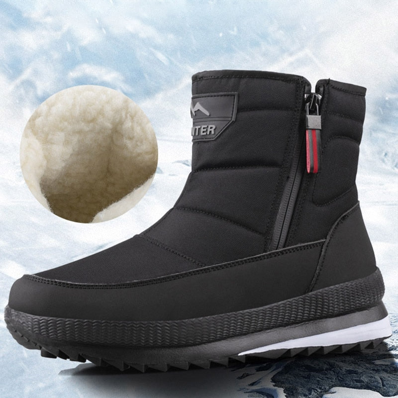 Men Winter Snow Boots Male Fur Ankle Boots Men Shoes Warm Plush Men