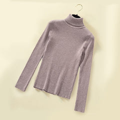 Turtleneck Women Pullover Sweater Spring Jumper Knitted Basic