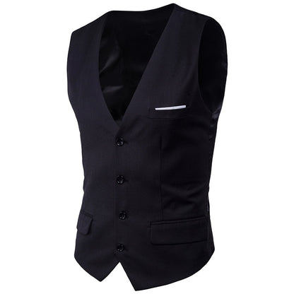 Black Suit Vest Waistcoat Men Slim Fit V Neck Dress Vests Mens