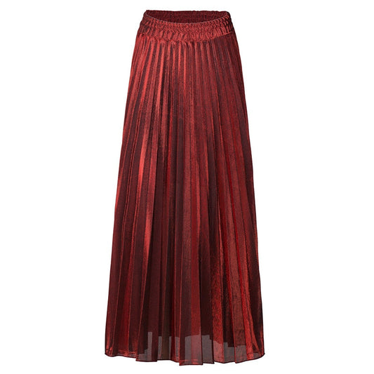 Spring fashion women clothes high waist A-line pleated sliver