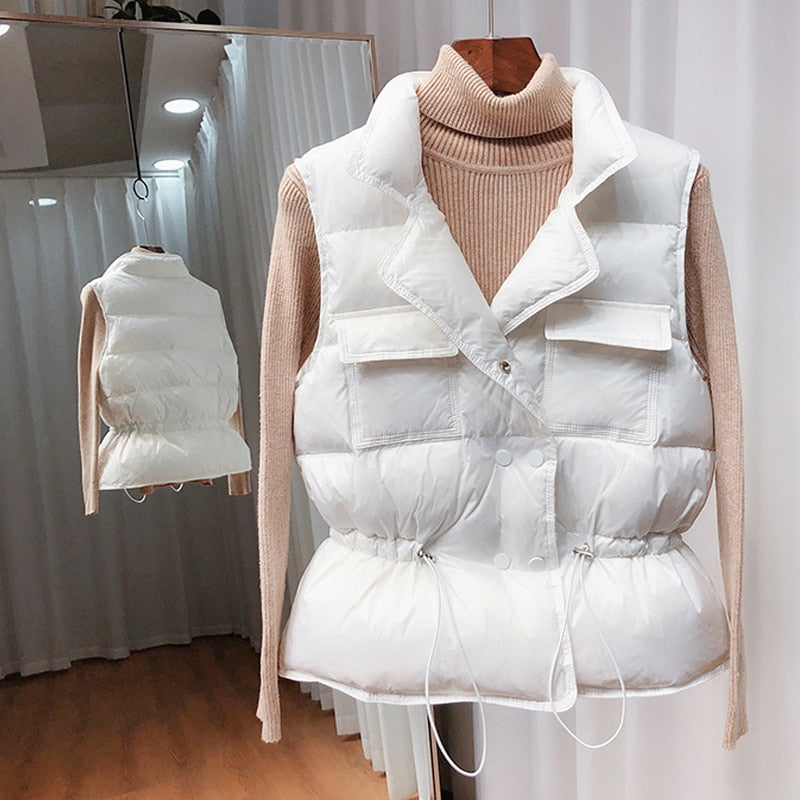 Ultra Light Down Vest Women Short Vest Windproof Lightweight Warm