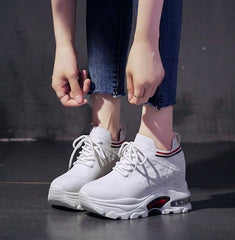 Woman Ulzzang Fashion Platform Sneakers Wedge Shoes For Women 8.5cm Height