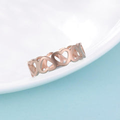 Skyrim Lovely Hollow Heart Ring Stainless Steel Romantic Rose Gold Color Casual