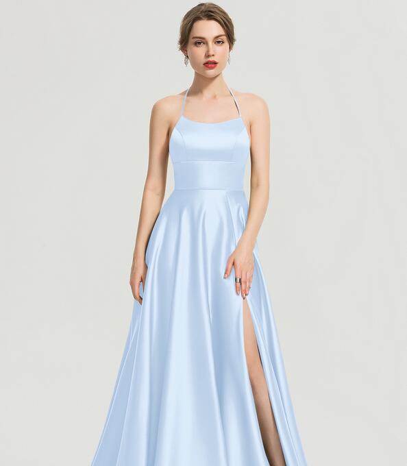 Evening wear Dresses: Long Prom Dresses Green Evening Dress Satin Prom Gowns