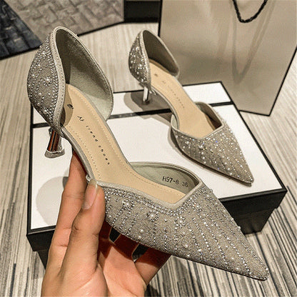 Women Two-Piece Shoes Thin High Heels Pointed Toe Pumps Elegant