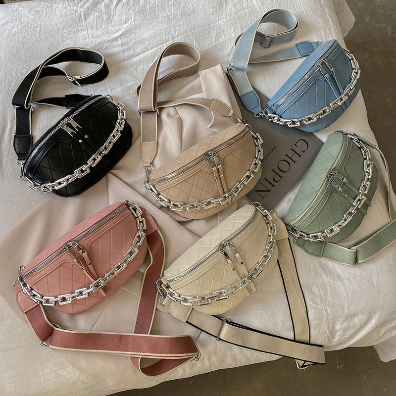 Thick Chain Waist Bag Women Luxury Leather Fanny Pack Female Fashion