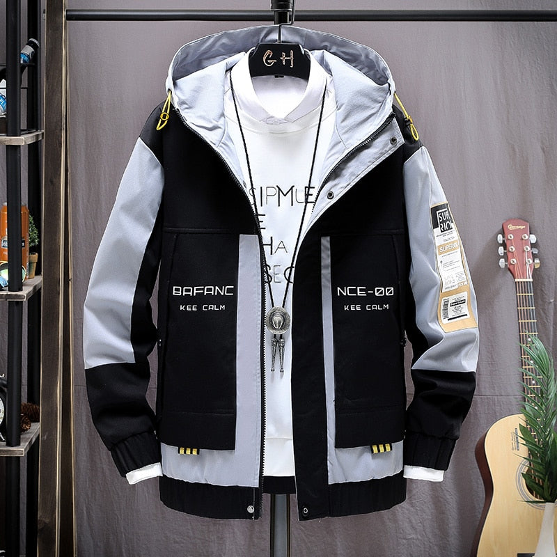 Fashion Mens Hooded Jacket Japanese Streetwear Autumn Winter Jacket