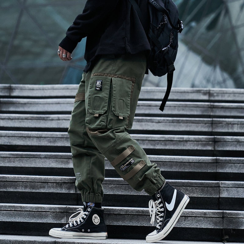 Hip Hop Cargo Pants Men Fashion Harajuku Black Harem Pant