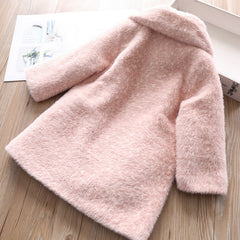 Children Woolen Coat Girl Long Woolen Coat Thick