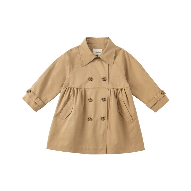 dave bella autumn kids girls fashion solid button pockets hooded coat children