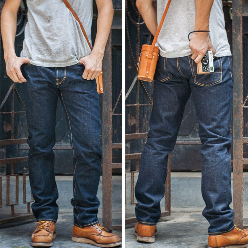 Red Tornado Slim Fit Men Jeans Selvage Denim Pants Blue Onewash